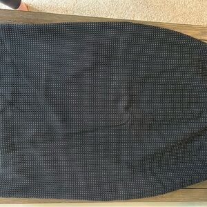 White House Black Market Navy Midi Pencil Skirt with White Polka Dots Size 6
